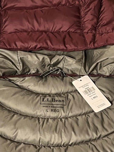 LL Bean Womens LARGE Ultralight 850 Down Hooded LONG Coat Jacket Parka Dark Plum - Picture 6 of 21