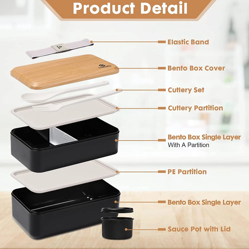 Bento Box Adult Lunch Box with Compartments for Women & Men,(47Oz)Stackable Japa