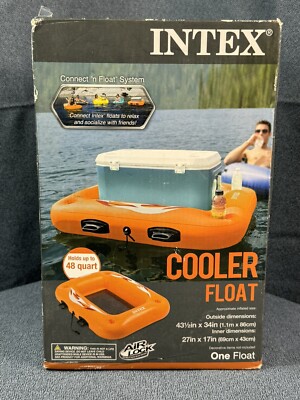 Intex Cooler Float, Float Your Cooler, Lake, Pool - 48 Quart, Orange, Boxed NEW