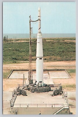 Thor Able IRBM Booster Rocket on Launch Pad, Vintage Postcard