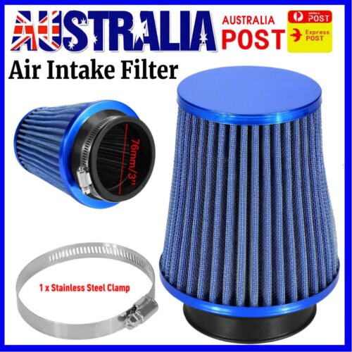 Universal Blue 3" 76mm Pod Air Filter Cleaner With Clamp for Car Motorcycle - Picture 1 of 9