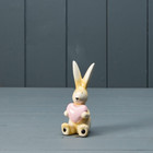 13cm Ceramic Sitting Rabbit with Heart Hare Shelfsitter Figurine Decor Ornament