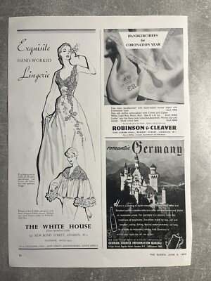 The White House Dessous / Taschentücher - Vintage Mode Werbung - 1953