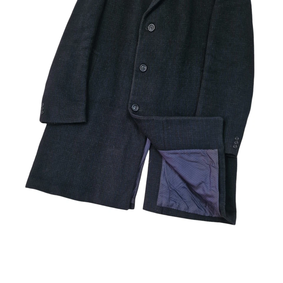 Hardy Amies длинная шерсть пальто мужской размер 40 темно-синий винтажный Hepworths - Изображение 3 из 4