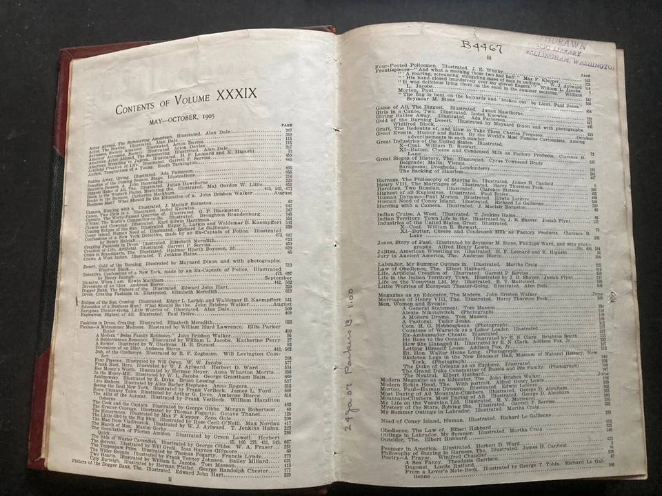 ANTIQUE !! Cosmopolitan Magazine May-October 1905 Vol. XXXIX HC Leather Illus. - Image 4 of 4