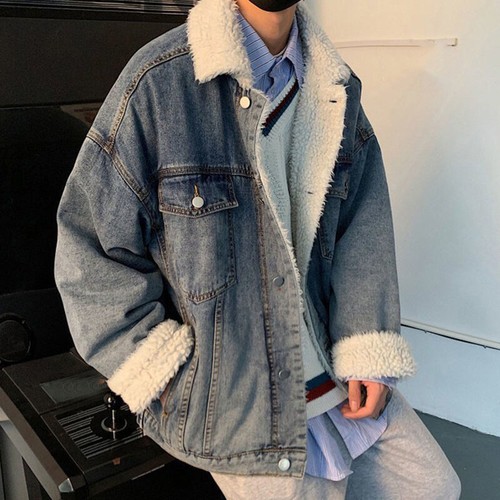 Mens Faux Fur Lined Denim Jean Jackets 