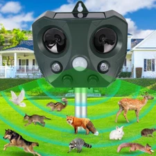 Solar Ultrasonic Animal Repellent w/LED, Repel Cat, Dog, Squirrel, Skunk,Raccoon