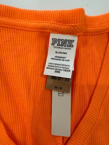 PINK Victoria's Secret Halloween Pumpkin One Piece Long Sleeve Pajama Size M NEW - Picture 4 of 9