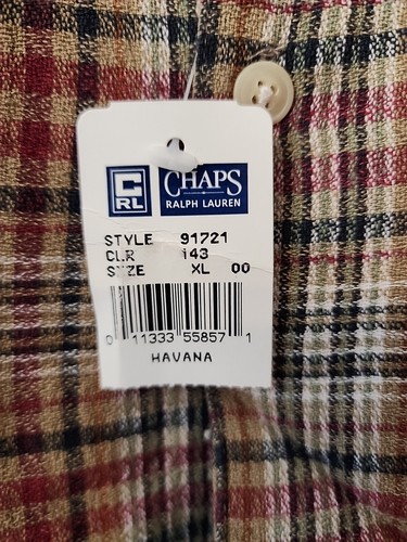 NEW Chaps Ralph Lauren Mens Plaid S/S Button Front Shirt Size XL TAN, BLACK, RED - Picture 4 of 7