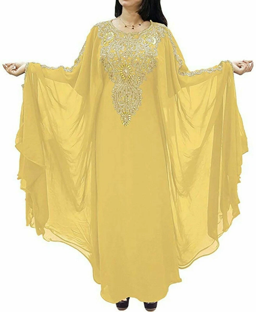 DUBAI MOROCCAN KAFTAN ARABIC EXCLUSIVE MODERN ETHNIC GEORGETTE MAXI DRESS VAR