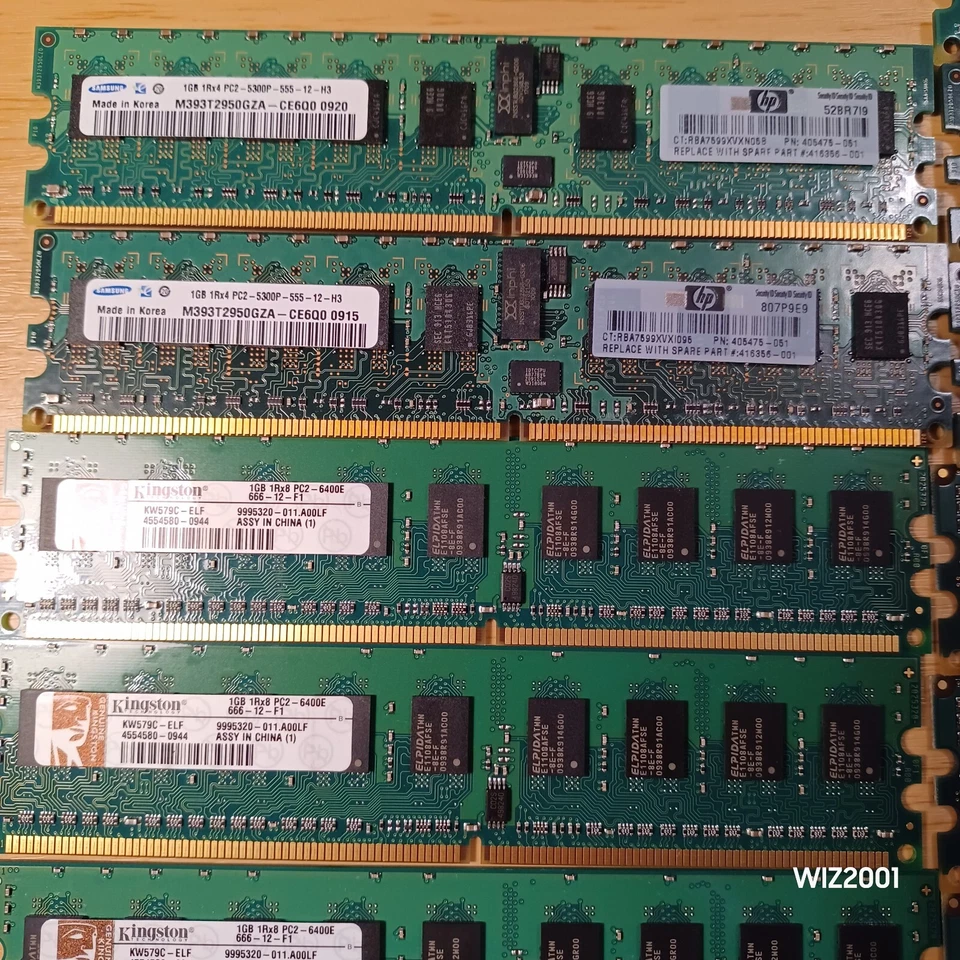 Lot 13x 1GB Samsung Kingston Dr Dataram PC2 5300 6400 ECC Server RAM MIXED LOT - Image 2 of 4
