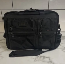 Tumi Tech Ballistic Nylon Briefcase Expandable Messenger Laptop Bag Black