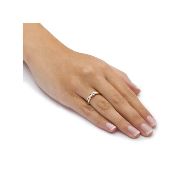 Solid 10k Multi Tone Gold Twisted Crossover Anniversary Promise Stackable Band - Image 2 of 4