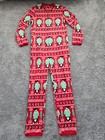 Christmas Sleepwear Jumpsuit Men's Medium One Piece Full Zip Red Penguin