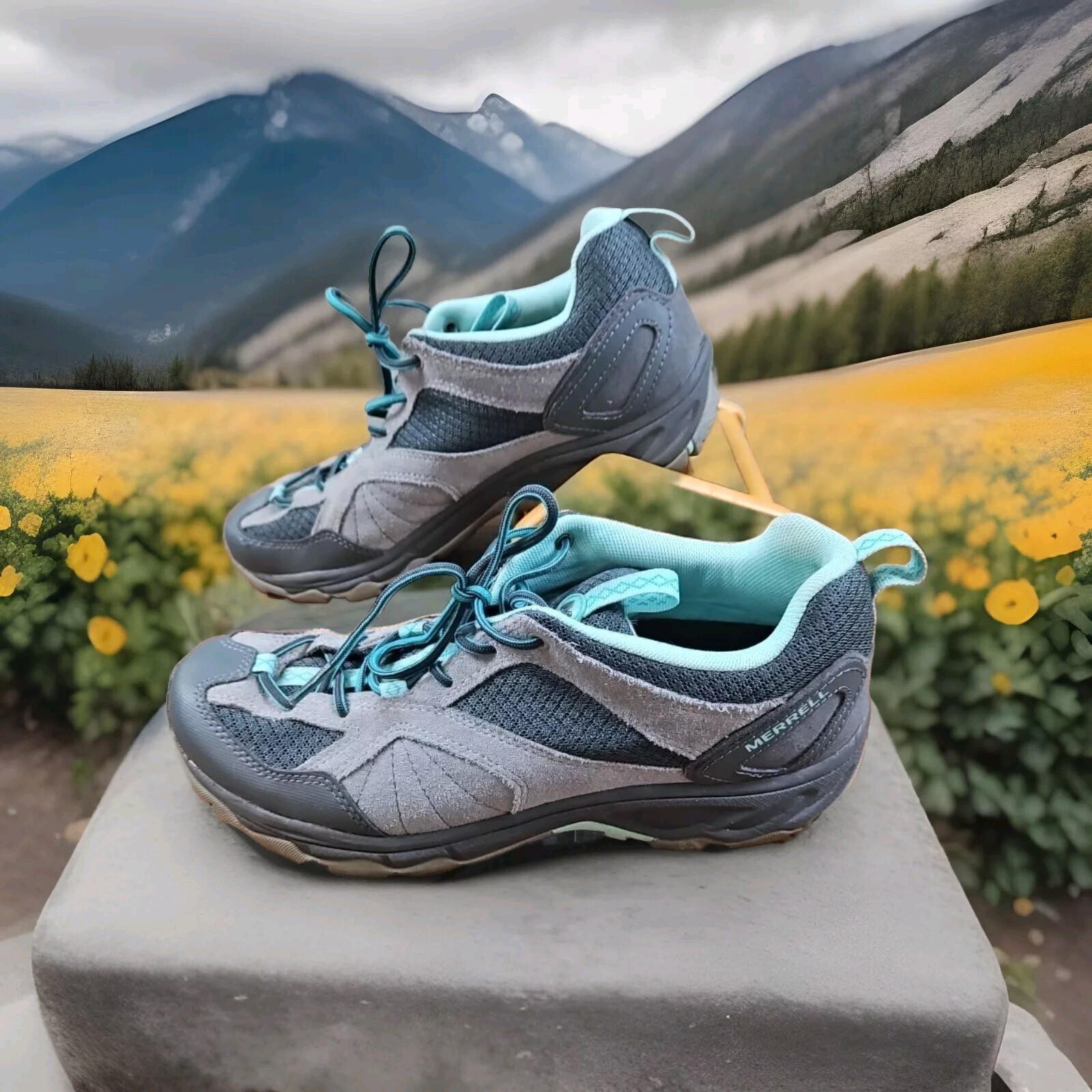 Scarpa da trekking Merrell Turbulence donna taglia 8 trail walking escursionismo grigio azzurro