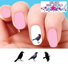 Waterslide Bird Nail Decals - Set of 20 Black Crow Assorted