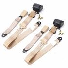 2x Retractable 3 Point Safety Seat Belt Car Vehicle Adjustable Belt Kit Straps