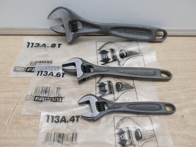 FACOM 3-TEILIGES SCHLANKES DESIGN PHOSPHATIERT VERSTELLBARER SCHRAUBENSCHLÜSSEL-SET 113A 4 ZOLL 6 ZOLL & 8 ZOLL 