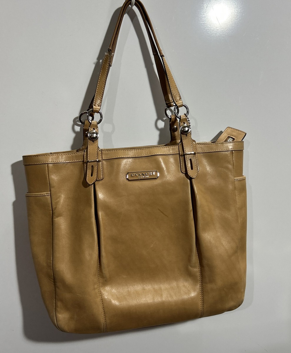 Vintage COACH TANGO City Tote CAMEL LEATHER Purse C1077-F15158 