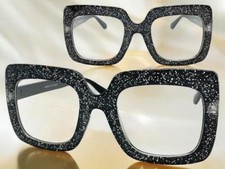 Womens OVERSIZED Classic Vintage Retro Style Clear Lens EYE GLASSES Square Frame