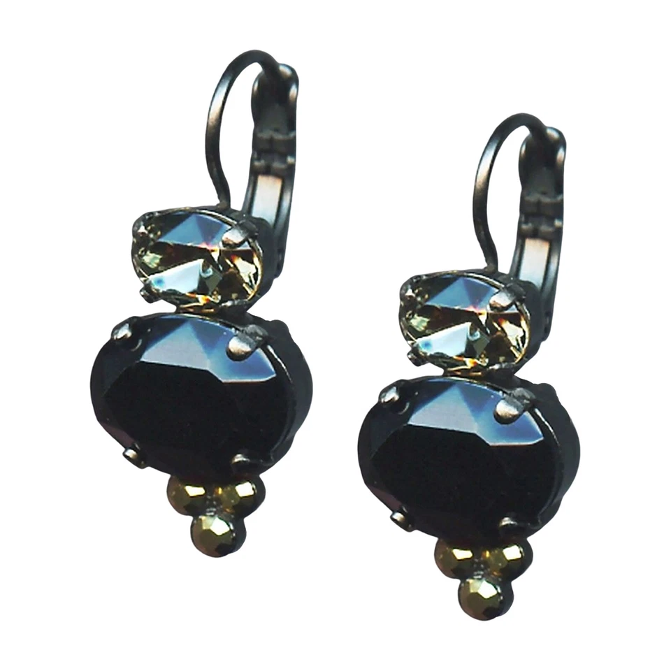 Pendientes Mariana Fab Jet Negro, Plata Noche y Aurum Cristales Austriacos Co... Foto 2 de 3