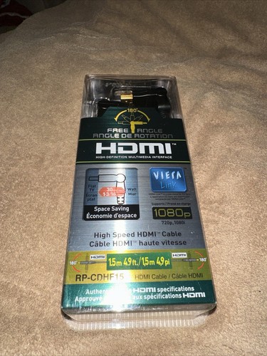 Panasonic RPCDHF15 HDMI 180° Cable 4.9ft High Quality 4.9Gbps 1080P Factory NEW - Picture 2 of 9
