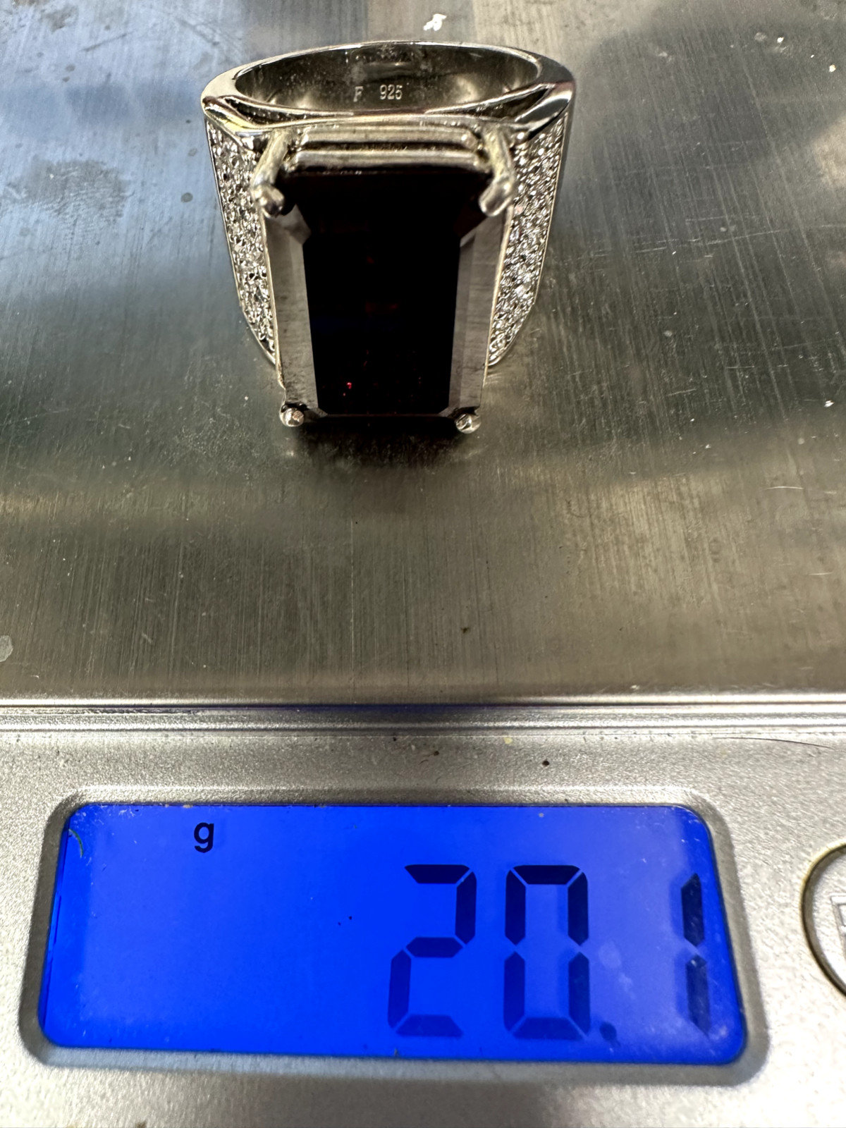 Solid .925 Sterling Silver Square Ruby Red Stone … - image 5