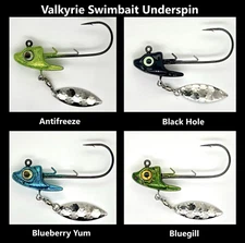 Valkyrie Swimbait Underspin 3D Eyes + Premium Mustad Hooks 1/4 to 3/4oz