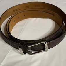 Lejon Men's Brown Croc Italian Calfskin Leather Dress Belt Size 58 Made in USA