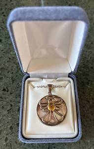 Sterling Silver Pink Mother Of Pearl Angel Pendant/Chain & Box Jewelry