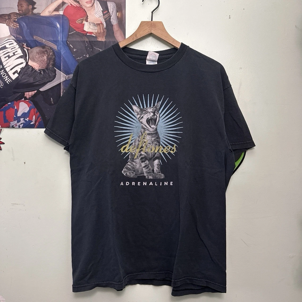 Vintage Delta Pro Weight Deftones Adrenaline Cat Graphic Black T-Shirt XL - product detail image 1