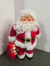 1950's - 1960's Santa with Rubber Face 12" Tall  Carrying bag of presents