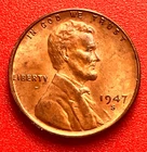 1947-S Lincoln Wheat Cent Penny GEM RED BU From an Original Bank Roll