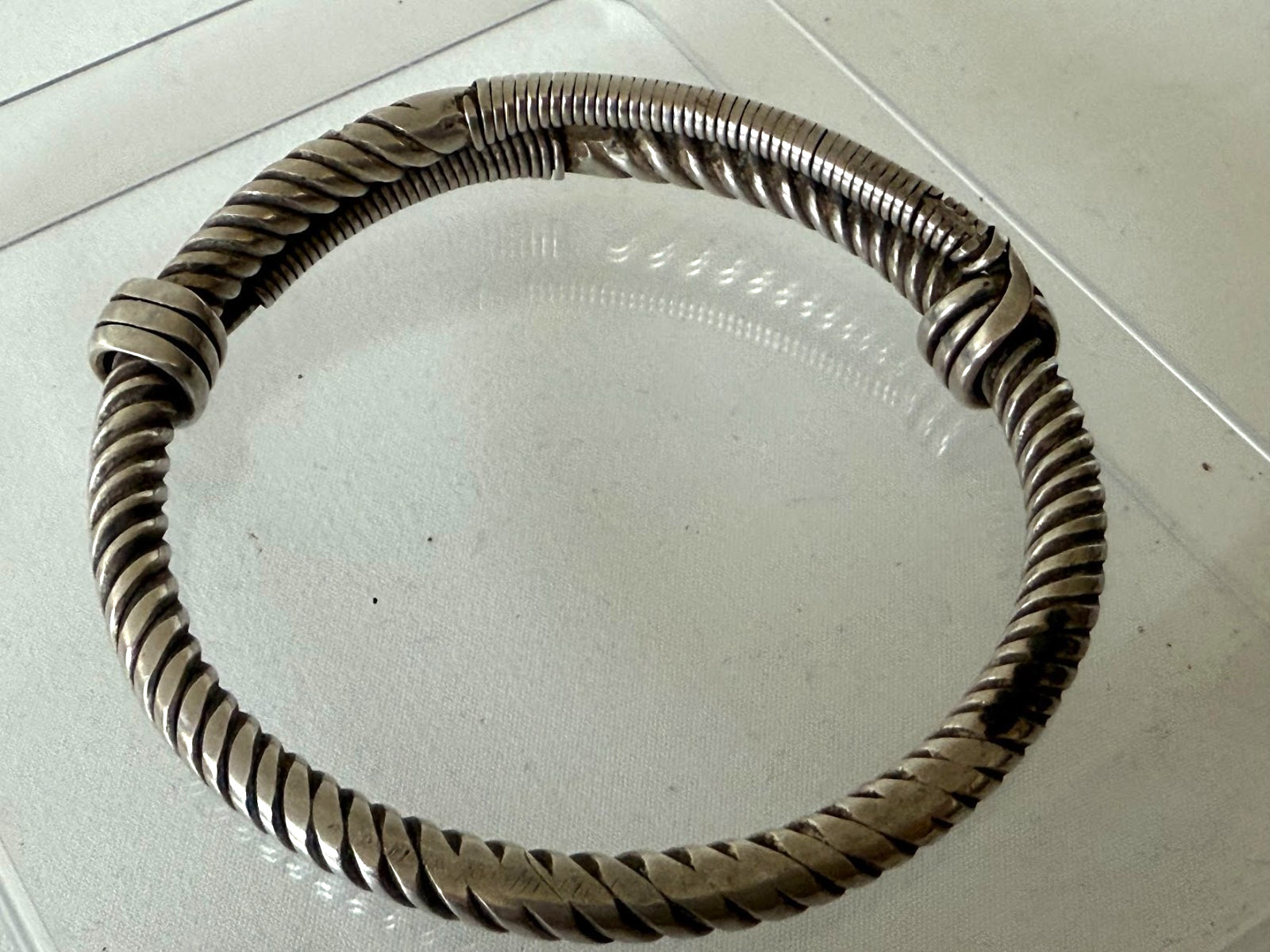 Vintage Solid Silver Wired Bangle - image 5