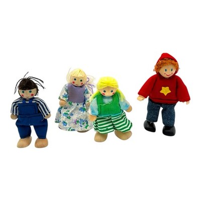 Melissa & Doug / Hape Wooden Bendy Dollhouse Doll Family Figure Set Lot Of 4