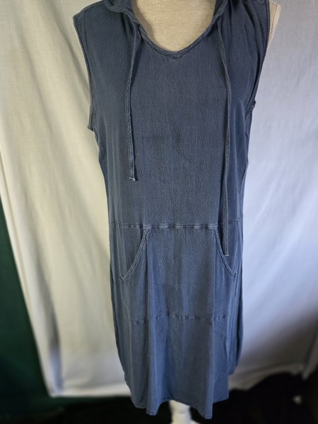 Vintage Oasis 90s Y2K Thin Denim Hooded Dress Lightweight Blue Size M