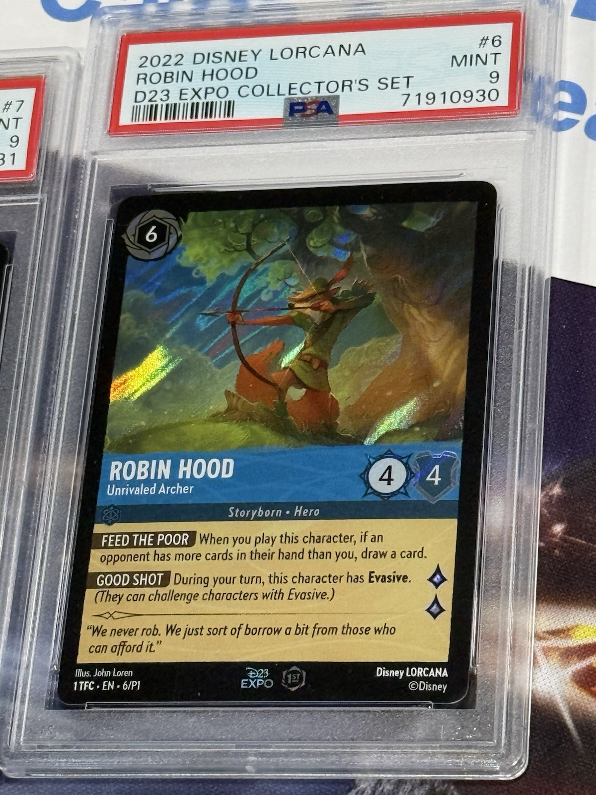 Robin Hood PSA 9 Mint 2022 Lorcana D23 Expo Collectors Disney 1st Edition