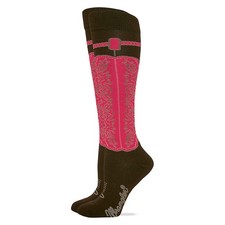 Wrangler  Ladies Wild West Boot Brown Knee High Socks 00261-6000-MED
