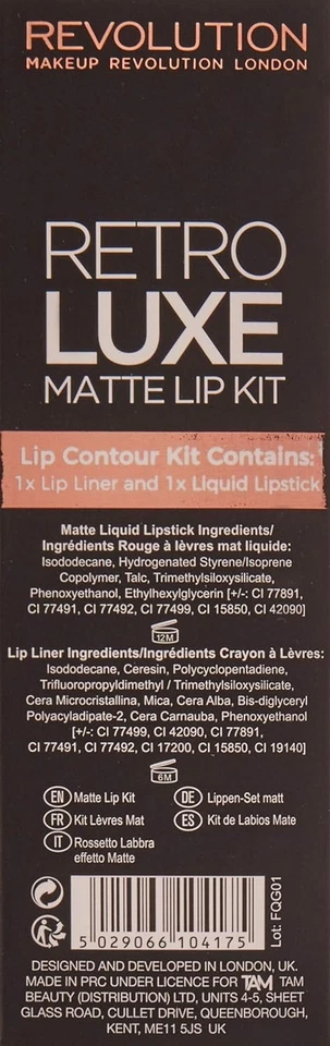 NEW REVOLUTION Makeup Retro Luxe Matte Lip Contour Kit Grandee Pencil + Lipstick - Image 3 of 4
