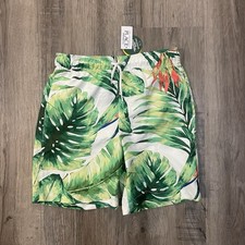 NWT Children  s Place Youth Swim Trunks Sport Shorts Green Tropical Leaf Print 14