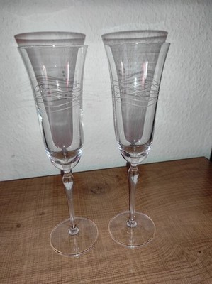 2x Schott Zwiesel Glas Sekt Cocktail Wein Party Alkohol 70/80er Jahre 25cm