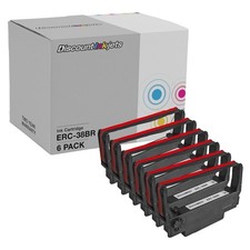 6 pk for Epson ERC 30 / 34 / 38 Black  Red Ink Printer Ribbons TM Series