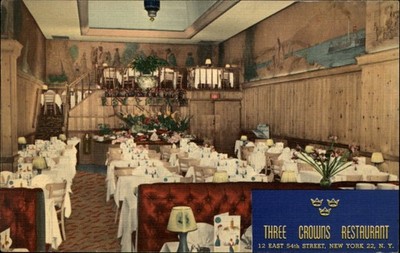 Three Crowns Restaurant New York New York vintage postcard y834