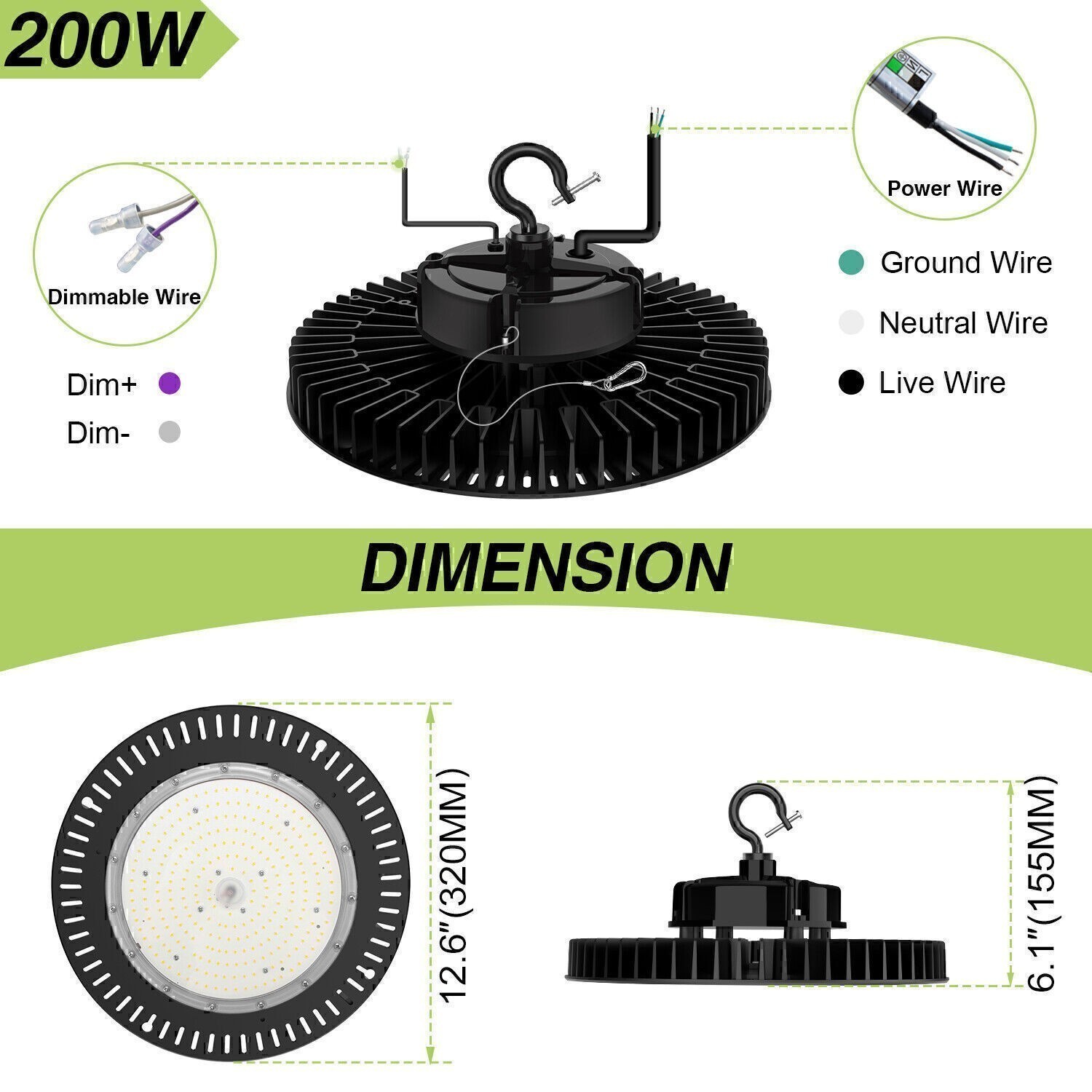 150W UFO Round High Bay Light Commercial LED Fixture Warehouse Factory Lighting