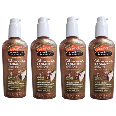 Kakaobutter Formel mit Vitamin E, Shimmer Radiance Körperöl 150ml 4er Pack