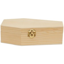 Wooden Coffin Box 9 inch Unfinished, Halloween Decor, Pet Casket | Woodpeckers
