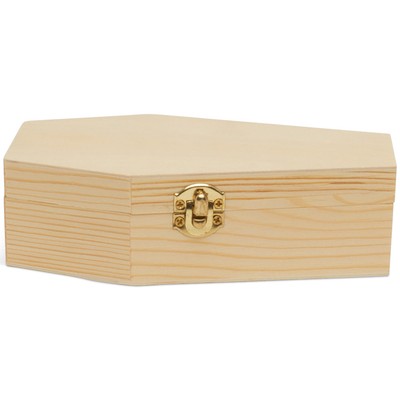 Wooden Coffin Box 9 inch Unfinished, Halloween Decor, Pet Casket | Woodpeckers