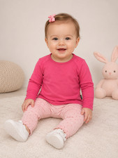 BONDS Baby Raglan Cotton Long Sleeve Tee Shirt Top size 00 Colour Pink