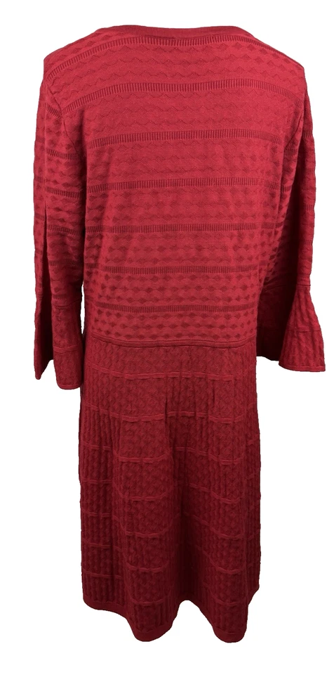 Vestido suéter tejido Liz Claiborne para mujer Plus 1X rojo manga campana hasta la rodilla Foto 4 de 4