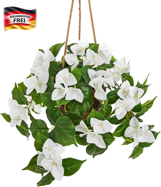 Briful KüNstliche Bougainvillea HäNgepflanze 70 Cm – Blumenampel Mit Korb & Jute-image